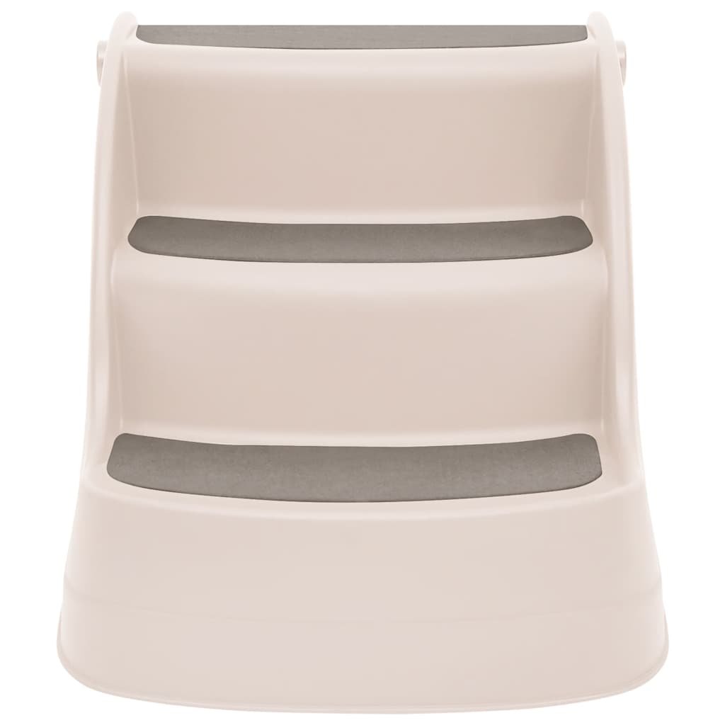 vidaXL Dog Stair Cream Plastic 3-Step Foldable Dog Stair Rectangular