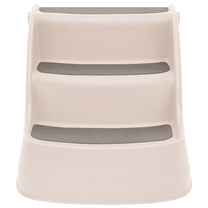 vidaXL Dog Stair Cream Plastic 3-Step Foldable Dog Stair Rectangular