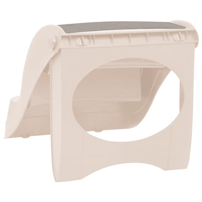 vidaXL Dog Stair Cream Plastic 3-Step Foldable Dog Stair Rectangular