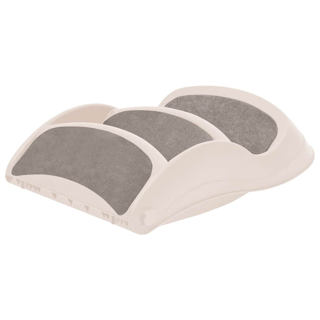 vidaXL Dog Stair Cream Plastic 3-Step Foldable Dog Stair Rectangular