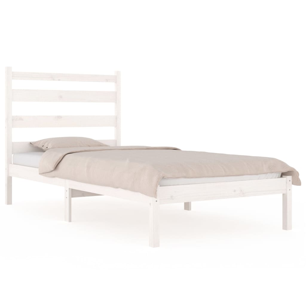 Bed Frame | White | Solid pine wood | Single | Bed Frame | Rectangular