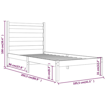 Bed Frame | White | Solid pine wood | Single | Bed Frame | Rectangular