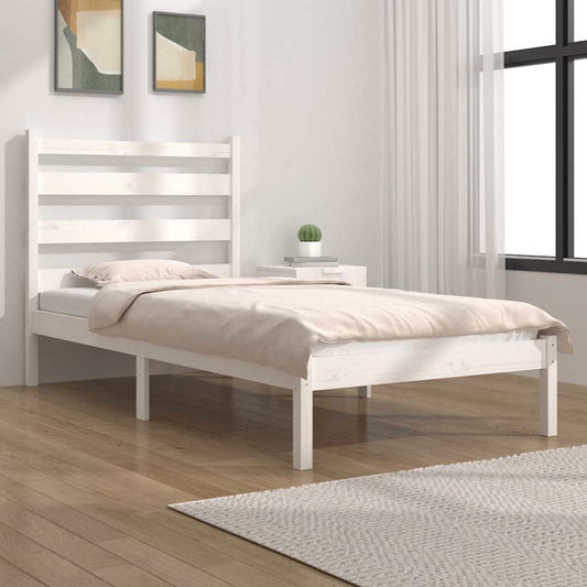 Bed Frame without Mattress White Solid Wood 100x200 cm