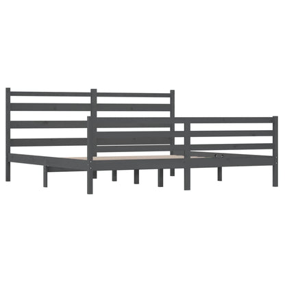 Bed Frame | Grey | Solid pine wood | 200x200 cm |  Durable  | Bed Frame