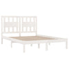 Bed Frame without Mattress White Solid Wood Double