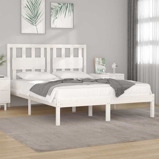 Bed Frame | White | Solid pine wood | AU Double Size | Durable