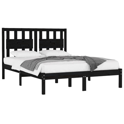 Bed Frame | Black | Solid pine wood | Double Bed |  Durable  | Bed Frame