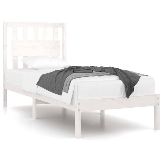 Bed Frame without Mattress White Solid Wood 90x200 cm