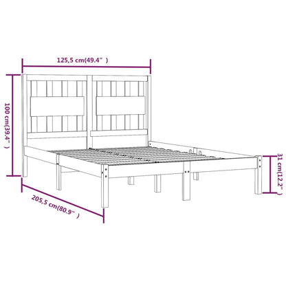 Bed Frame | White | Solid pine wood | 120 x 200 cm |  Decorative Inlays