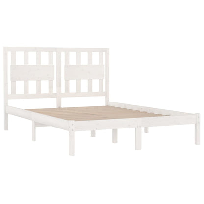 Bed Frame | White | Solid pinewood | Double | Bed Frame | Rectangular