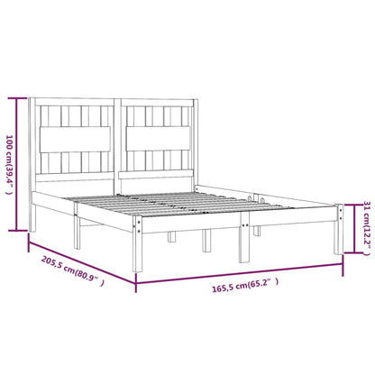 Bed Frame | White | Solid pine wood | 160 x 200 cm | Durable | Bed Frame