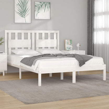 Bed Frame | White | Solid pine wood | 160 x 200 cm | Durable | Bed Frame