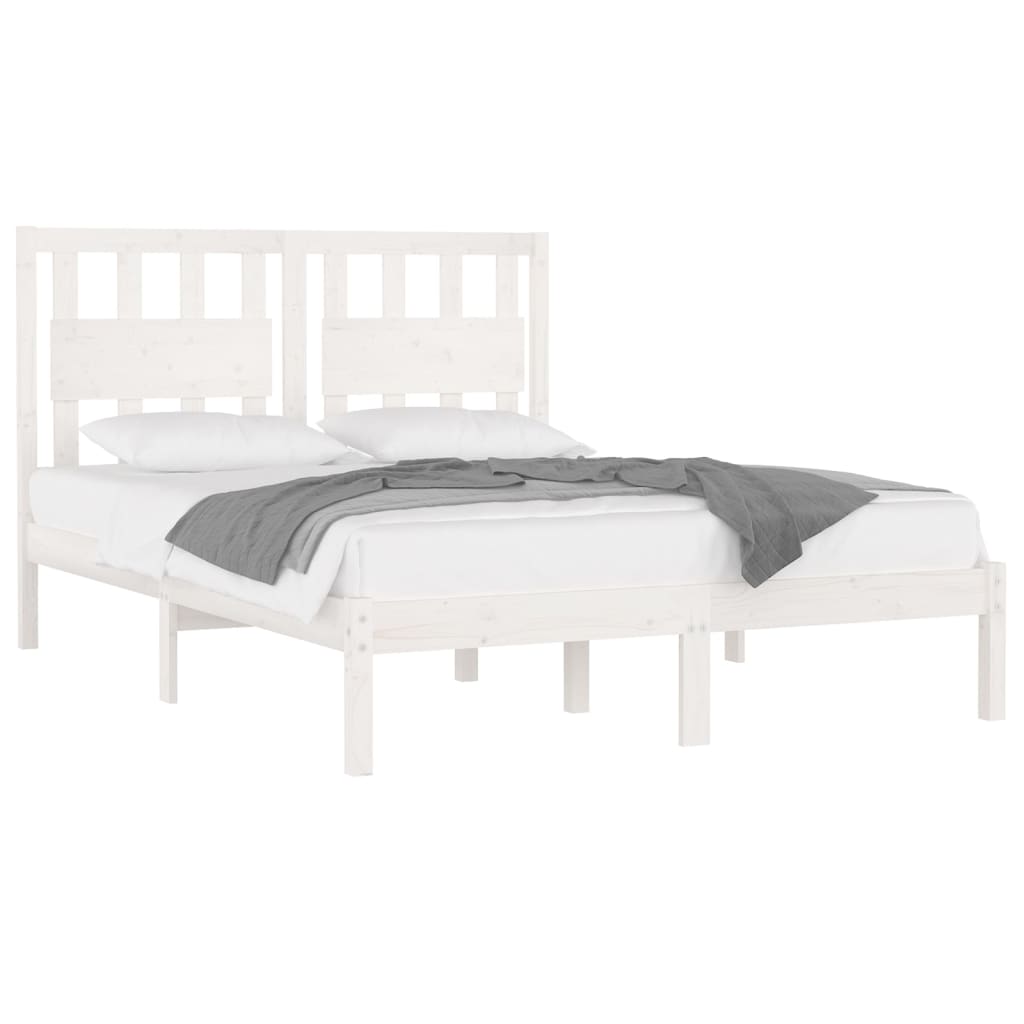 Bed Frame | White | Solid Pine Wood | Double | Bed Frame | Rectangular