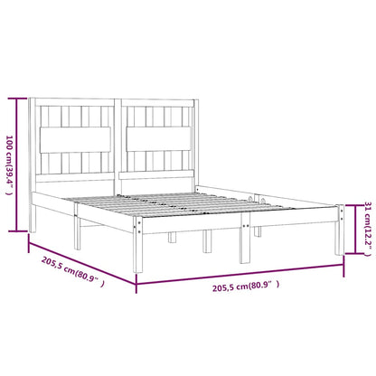 3103957 vidaXL Bed Frame without Mattress Black Solid Wood 200x200 cm (810041+818594)
