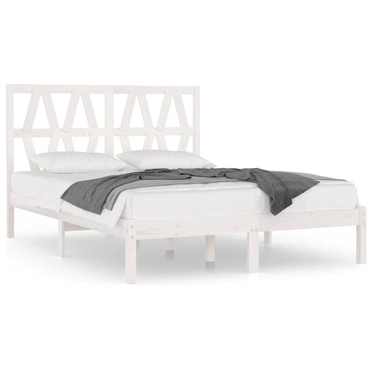 3103994 vidaXL Bed Frame without Mattress White Solid Wood 120x200 cm (810013+818611)