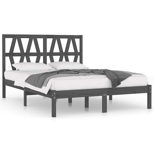 3104020 vidaXL Bed Frame without Mattress Grey Solid Wood 200x200 cm (810039+818642)
