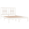 Bed Frame without Mattress White Solid Wood Double
