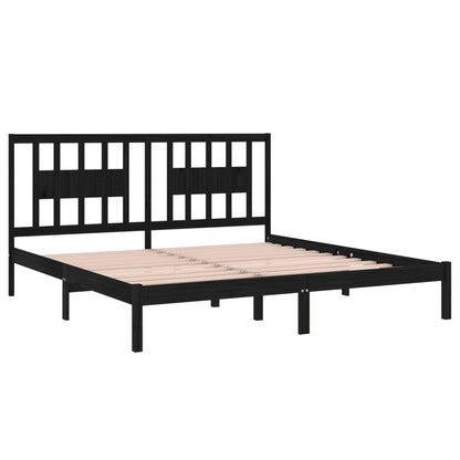 3104087 vidaXL Bed Frame without Mattress Black Solid Wood 200x200 cm (810041+818694)