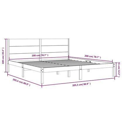 Bed Frame | White | Solid Pine Wood | 200x200 cm | Bed Frame