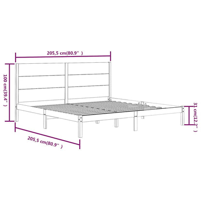 Bed Frame | Black | Solid Pine Wood | 200x200 cm | Durable | Bed Frame