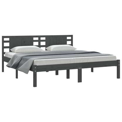 Bed Frame | Grey | Solid pine wood | 200 x 200 cm | Classic/Traditional