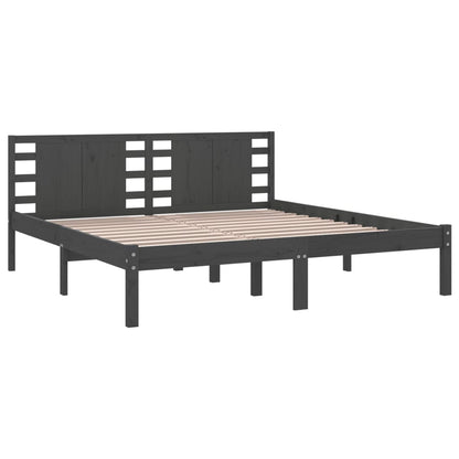 Bed Frame | Grey | Solid pine wood | 200 x 200 cm | Classic/Traditional