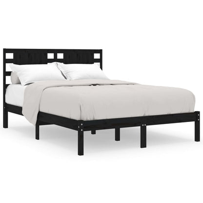 Bed Frame | Black | Solid pine wood | 200x200 cm | Durable | Bed Frame