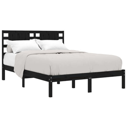 Bed Frame | Black | Solid pine wood | 200x200 cm | Durable | Bed Frame