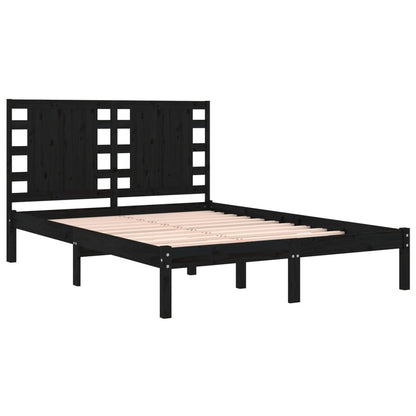 Bed Frame | Black | Solid pine wood | 200x200 cm | Durable | Bed Frame