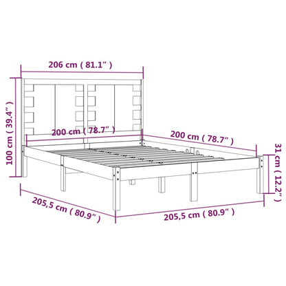 Bed Frame | Black | Solid pine wood | 200x200 cm | Durable | Bed Frame