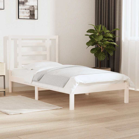 Bed Frame | White | Solid pine wood | Single |  Durable  | Bed Frame