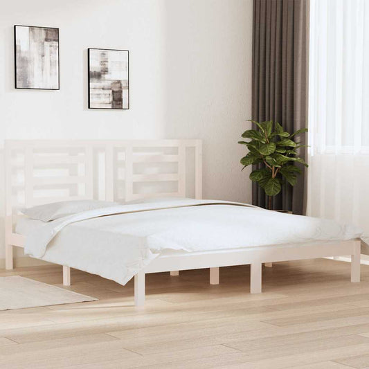 Bed Frame | White | Solid pine wood | 180x200 cm Super King Size