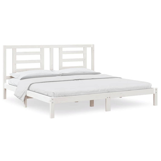 Bed Frame | White | Solid Pine Wood | 200x200 cm | Bed Frame