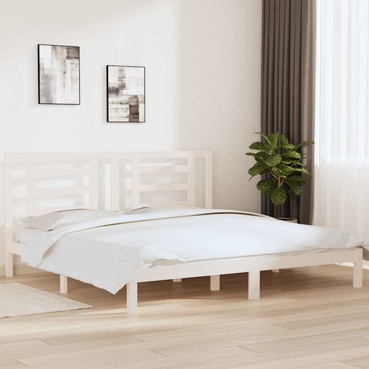 Bed Frame | White | Solid Pine Wood | 200x200 cm | Bed Frame
