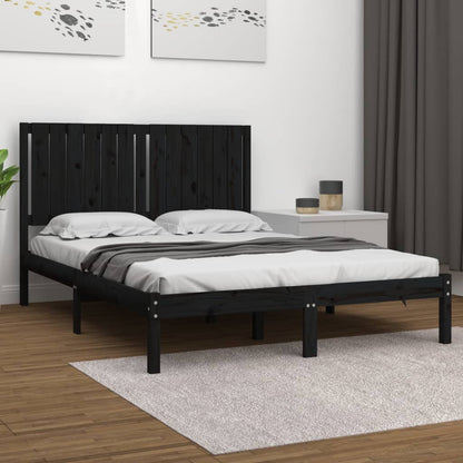 Bed Frame | Black | Solid pine wood | Double Size | Bed Frame