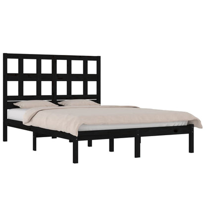 Bed Frame | Black | Solid pine wood | Durable | Bed Frame | Rectangular
