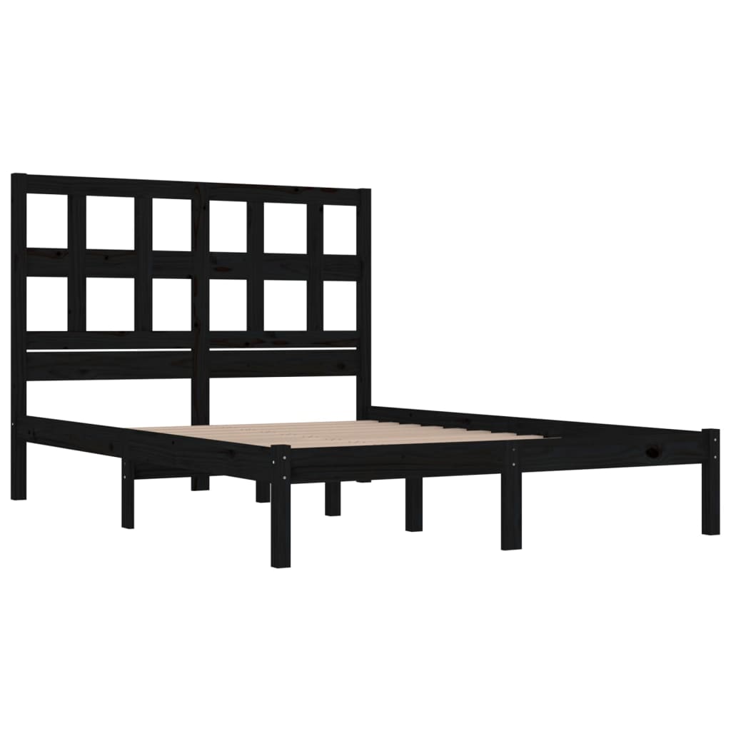 Bed Frame | Black | Solid pine wood | Durable | Bed Frame | Rectangular