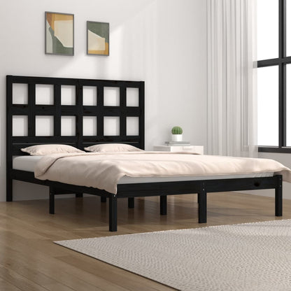 Bed Frame | Black | Solid pine wood | Durable | Bed Frame | Rectangular
