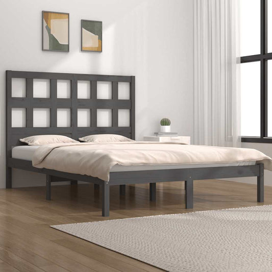 Bed Frame without Mattress Grey 200x200 cm Solid Wood Pine