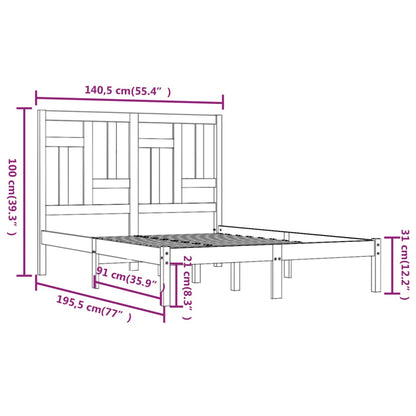 Bed Frame without Mattress 135x190 cm Double Solid Wood