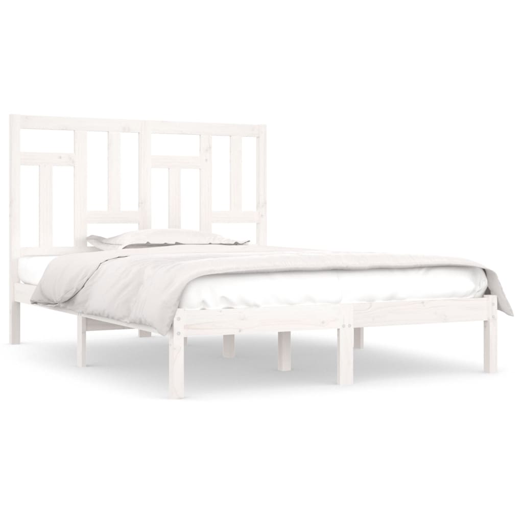 Bed Frame | White | Solid pine wood | 140x200 cm | Durable | Bed Frame