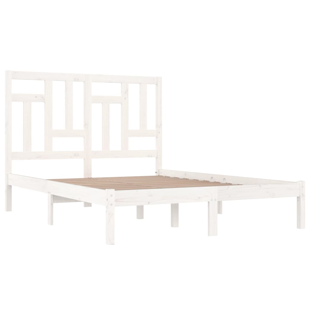 Bed Frame | White | Solid pine wood | 140x200 cm | Durable | Bed Frame