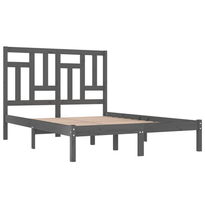 Bed Frame | Grey | Solid Pinewood | 200 x 200 cm | Sleek | Bed Frame