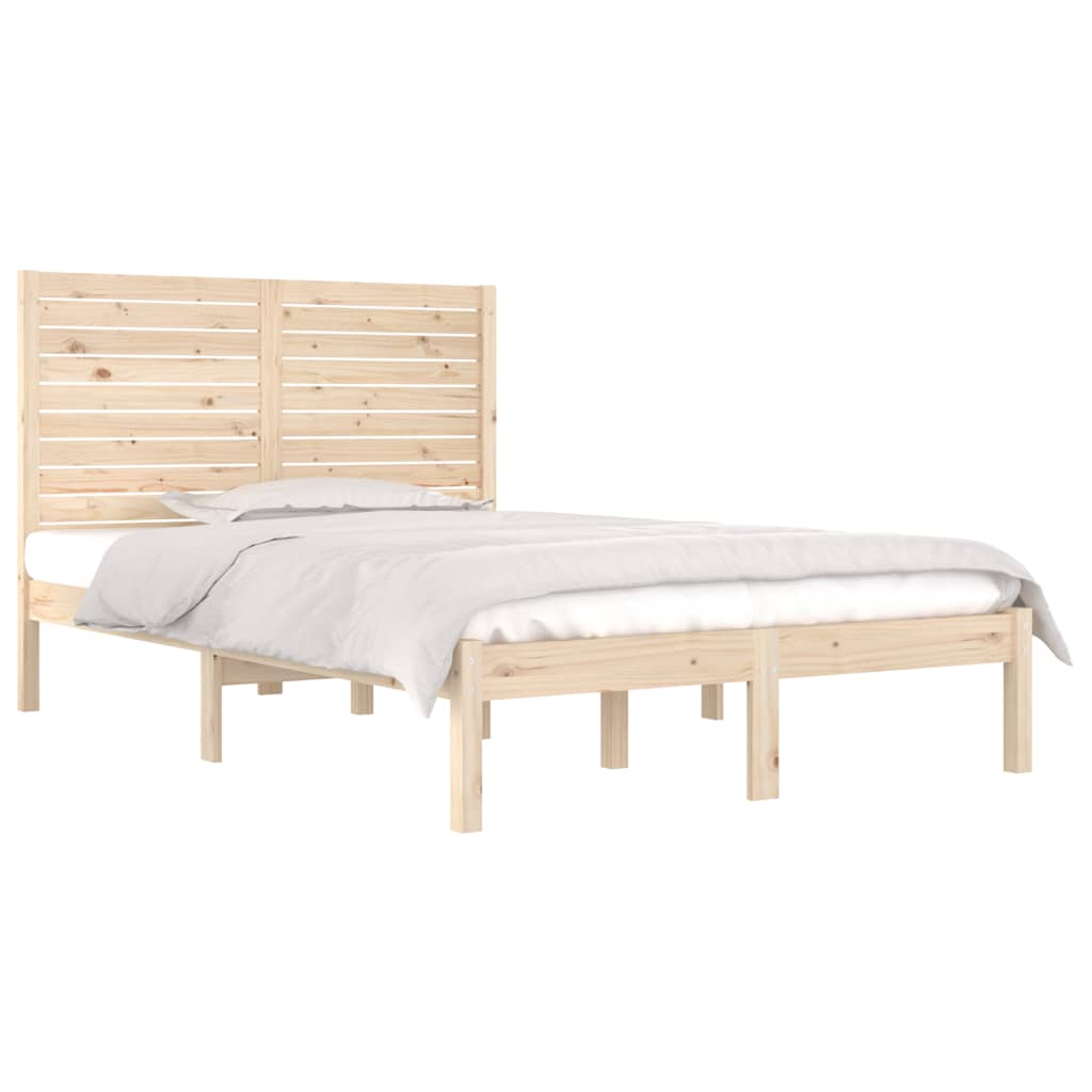 Bed Frame | Wooden Brown | Solid Pine Wood | Small Double | Durable