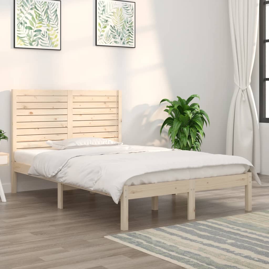 Bed Frame | Wooden Brown | Solid Pine Wood | Small Double | Durable