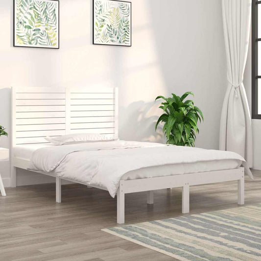 Bed Frame | White | Solid Pine Wood | Double | Frame | Rectangular