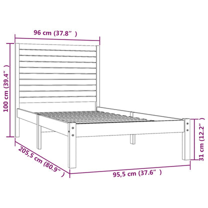 Bed Frame | Natural | Solid Pine Wood | 90x200 cm | Minimalist