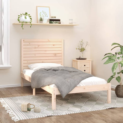 Bed Frame | Natural | Solid Pine Wood | 90x200 cm | Minimalist