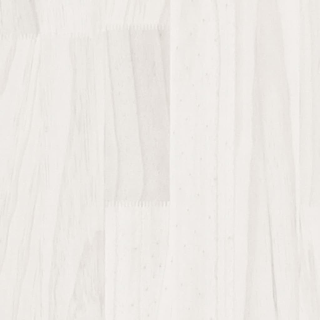 Bed Frame | White | Solid pinewood | Double | Decorative Inlays