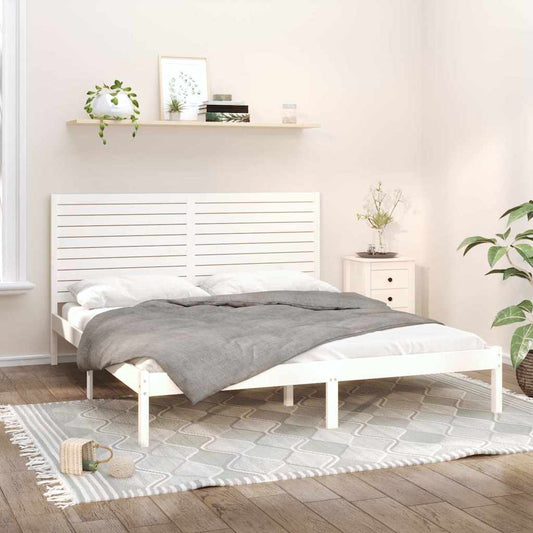 Bed Frame without Mattress White 180x200 cm Super King Solid Wood